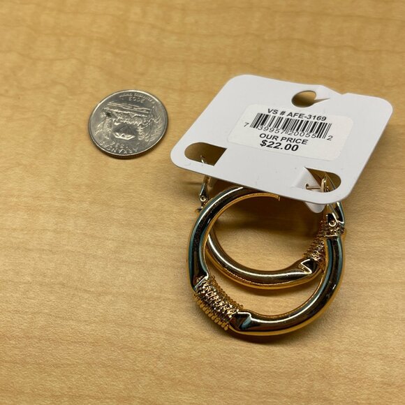 Charming Charlie Hypoallergenic Gold Hoop Earrings With Textured Design MSRP 22 - Picture 5 of 6